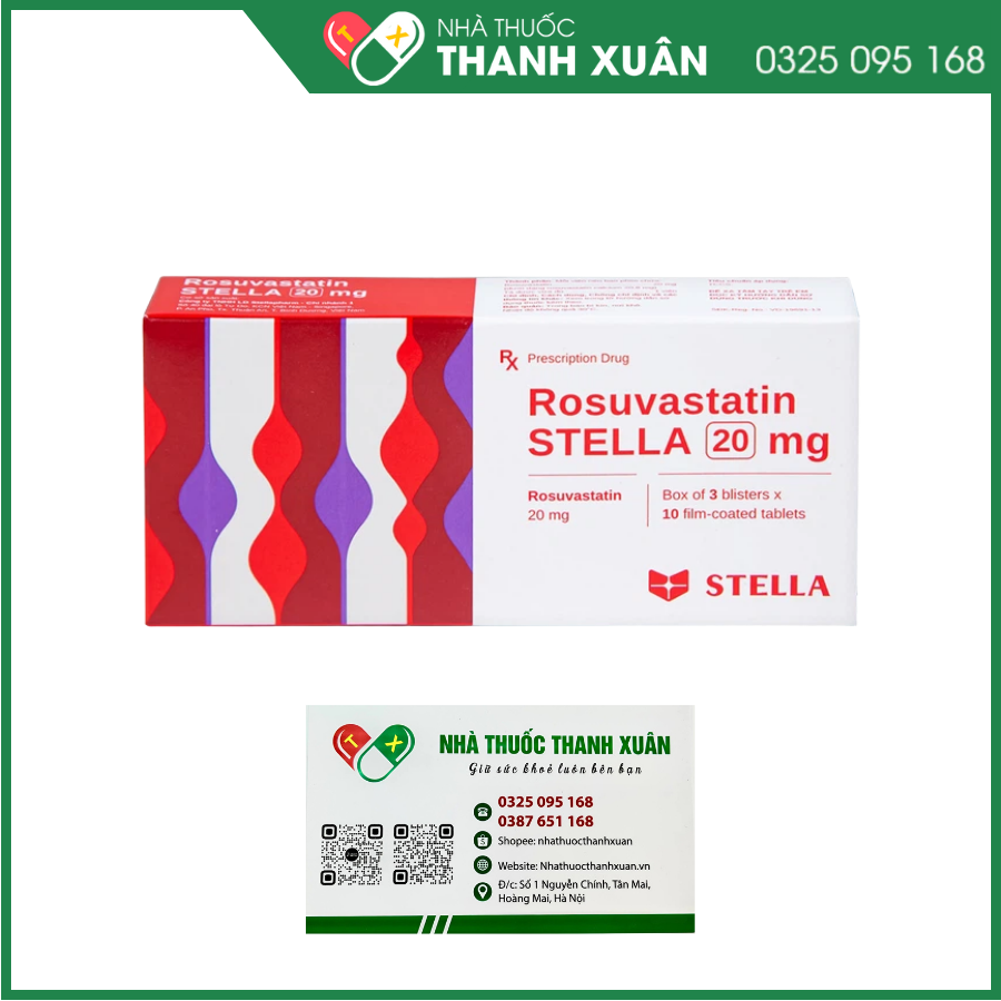 Rosuvastatin Stella 20 mg điều trị tăng cholesterol máu